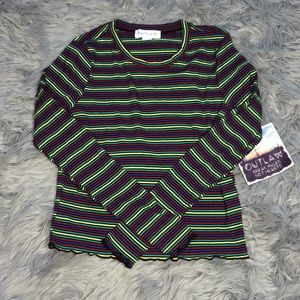 NWT Outlaw striped 90s retro long sleeve top shirt